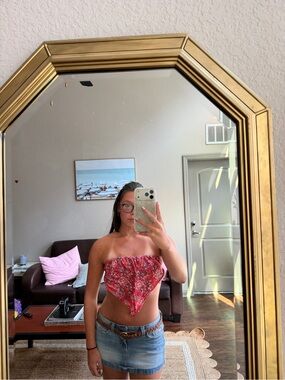 Women’s Strapless Pink Floral Bandana Top